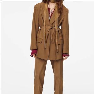 ZARA limited edition deep tan blazer with tie belt